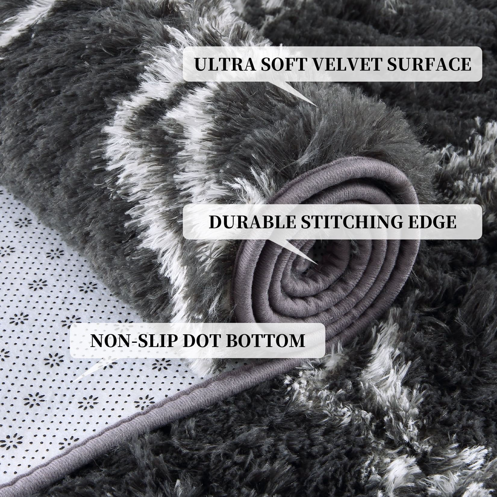 HOMERRY Fluffy Area Rug 5' x 8' Moroccan Fluffy Rugs for Living Room Ultra Soft Fuzzy Area Rugs for Bedroom, Dark Gray