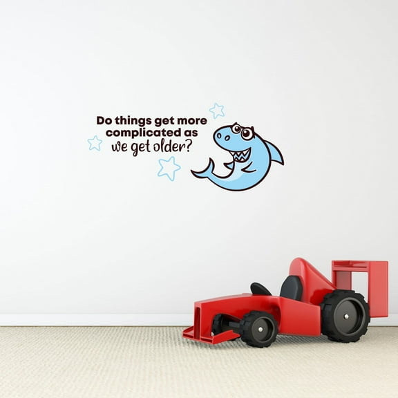 Get Older Shark Animal Life Quote Cartoon Quotes Decors Wall Sticker Art Design Decal for Girls Boys Kids Room Bedroom Nursery Kindergarten Home Decor Stickers Wall Art Vinyl Decoration (15x30 inch)