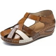 thumbnail image 1 of Lollita Sandales Orthopédiques Plus, Sandales de Soutien de Voûte Plantaire pour Femmes, Sandales Rétro en Cuir PU Confortables Bout Rond pour Femmes Design Protection des Orteils, Chaussures Romaines Décontractées, 1 of 8