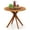 35.5 inches, variant on QISHENSHUI 27.5 Inch Eucalyptus Wood Outdoor Patio Bistro Table, Round Wooden Table w/X Base, Coffee Side Bistro Table for Garden, Backyard, Patio, Living Room (Teak)