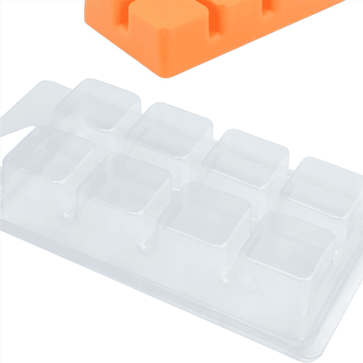 Wax Melt Containers-8 Cavity Clear Empty Plastic Wax Melt Molds-50 Packs Cubes Clamshells for Tarts Wax Melts,50 x Wax Melt Containers,Transparent