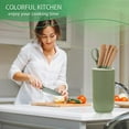 thumbnail image 7 of Knife Set, 6 Pieces Professional Kitchen Knife Set with Universal Knife Block, Super Sharp Knife Set with Ergonomic Handle Non-stick Stainless Steel Knife Block Set (Green), 7 of 7
