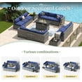 thumbnail image 4 of Aoxun 15 Piece Patio Furniture Set with 44” Fire Pit Table Wicker Rattan Outdoor Sectional Sofa Set with Coffee Table and 4” Thickened Cushions, Blue (Waterproof Cover Included), 4 of 7
