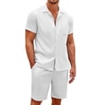 thumbnail image 5 of COOFANDY Men's 2 Pieces Casual Beach Outfits Short Sleeve Button Down Shirts Summer Short Set, 5 of 10