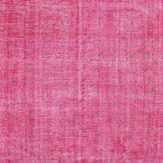 Ahgly Company Machine Washable Indoor Square Traditional DeepPink Area Rugs, 8' Square
