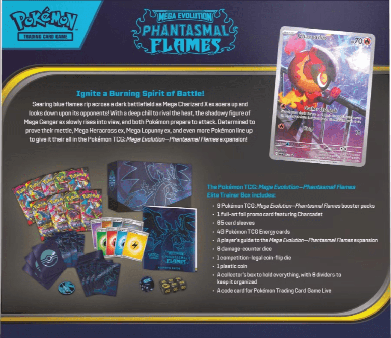 Pokemon TCG: Mega Charizard X ex UPC, Mega Evolution - Phantasmal Flames ETB, Mega Evolution - Phantasmal Flames BB, & Phantasmal Flames Booster Box!