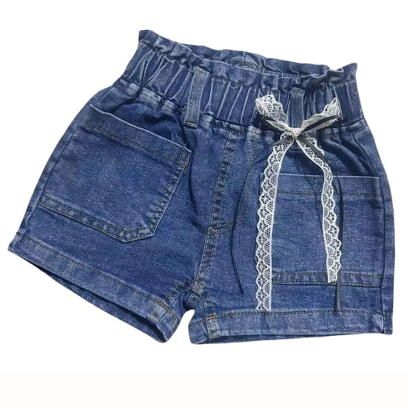 LRen Jean Shorts for Girls Y2k Baggy High Elastic Waisted Cute Denim Shorts School Trendy Jean Summer Casual Clothes