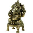 thumbnail image 3 of eSplanade Ganesha Ganesh Ganpati Ganapati Murti Idol Statue Sculpture | Pooja Idols - Home Decor | Brass Antique Finish - 5.75" Inches, 3 of 5