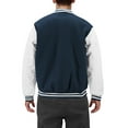 thumbnail image 2 of Men's Classic Two Tone Snap Button College Sports Letterman Varsity Jacket (Navy/White, 5XL), 2 of 3