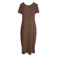 thumbnail image 5 of JIAYUE Women's Dress A-Line O-Neck Ankle-Length Casual Maxi With Pockets Elegant Solid Color Short Sleeve Flowy Plus Size Comfortable For Everyday Wear Stylish Female Dresses, 5 of 5