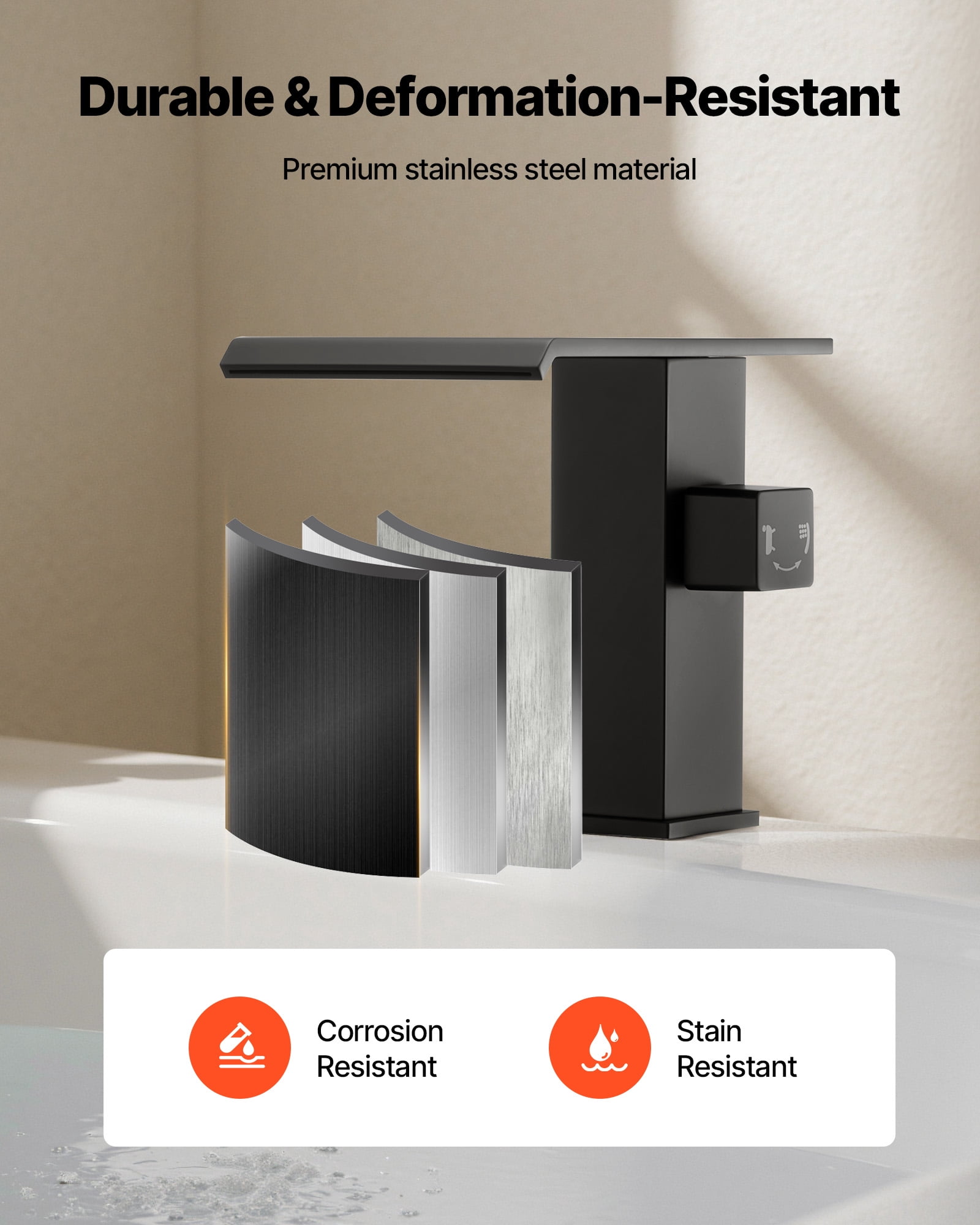 VEVOR Roman Tub Faucet, 3 Hole Waterfall Bathtub Faucet, Roman Bathtub Faucets Set with Shower Head & 1 Handle, Deck Mount Bath Tub Faucets Set for Pet Washing, Baby Care, Adult Bathing, Matte Black