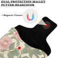 thumbnail image 3 of Haosy Pink Peony Flowers Green Leaves Golf Mallet Putter Cover Strong Magnetic Leather Golf Club Headcover Closure, 3 of 7
