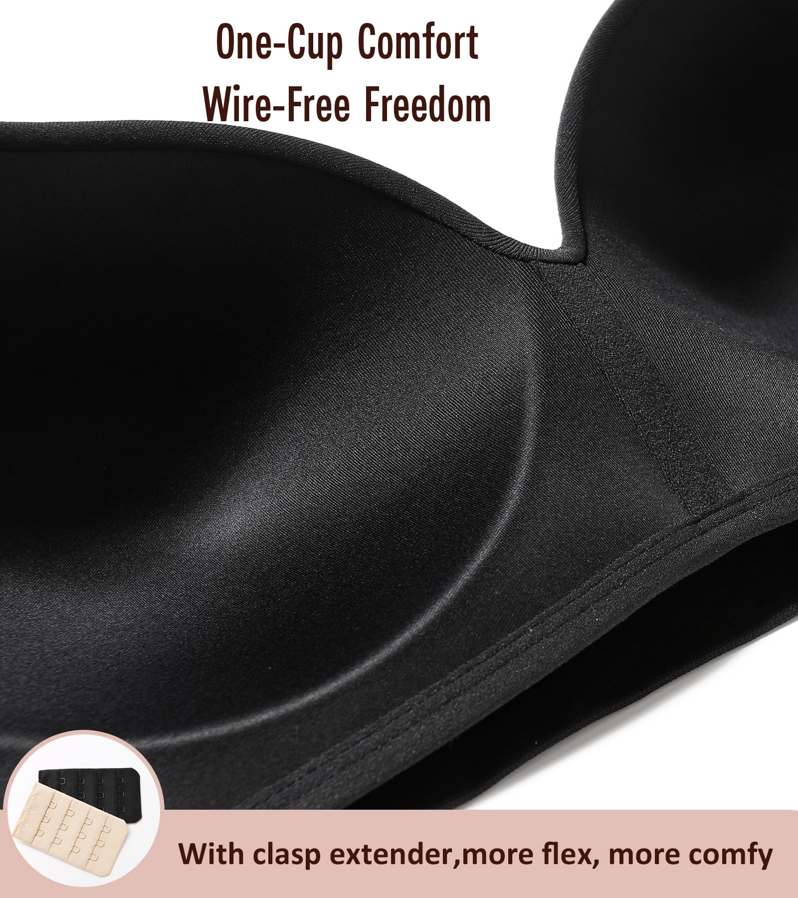 Exerin Women's Wireless Bras Full Coverage Support Seamless Plus Size Bra(Black,M)