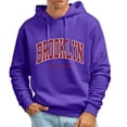 thumbnail image 2 of CUSTG Retro City Name Printed Hooded Sweatshirt for Men, Oversized Loose Pullover Hoodie with Drawstring, Soft Casual Long Sleeve Streetwear Sweatshirt Holiday Tops Daily Wear, 2 of 5