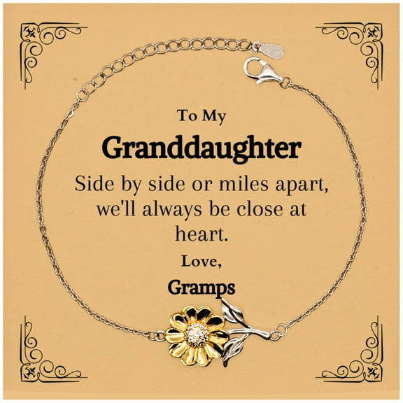 Sunflower Bracelet Granddaughter Gift Side by side always close at heart Engraved Love Gramps Inspirational Birthday Christmas Jewelry