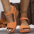 thumbnail image 2 of Platform Sandals Women Cork Slingback Wedges Open Toe Heels Comfortable Arch Support Summer Beach Orthopedic Shoes Orange Size 7, 2 of 6