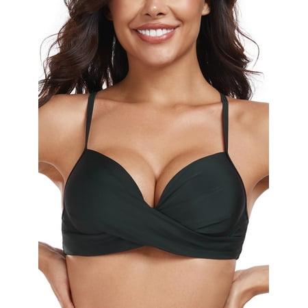 RELLECIGA Women s Push Up Bikini Top Twist Front Underwire Bathing Suit for Women