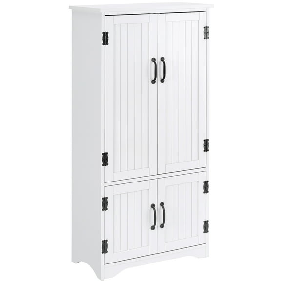 HOMCOM 48" Kitchen Pantry, Kitchen Storage Cabinet with Shelves, White