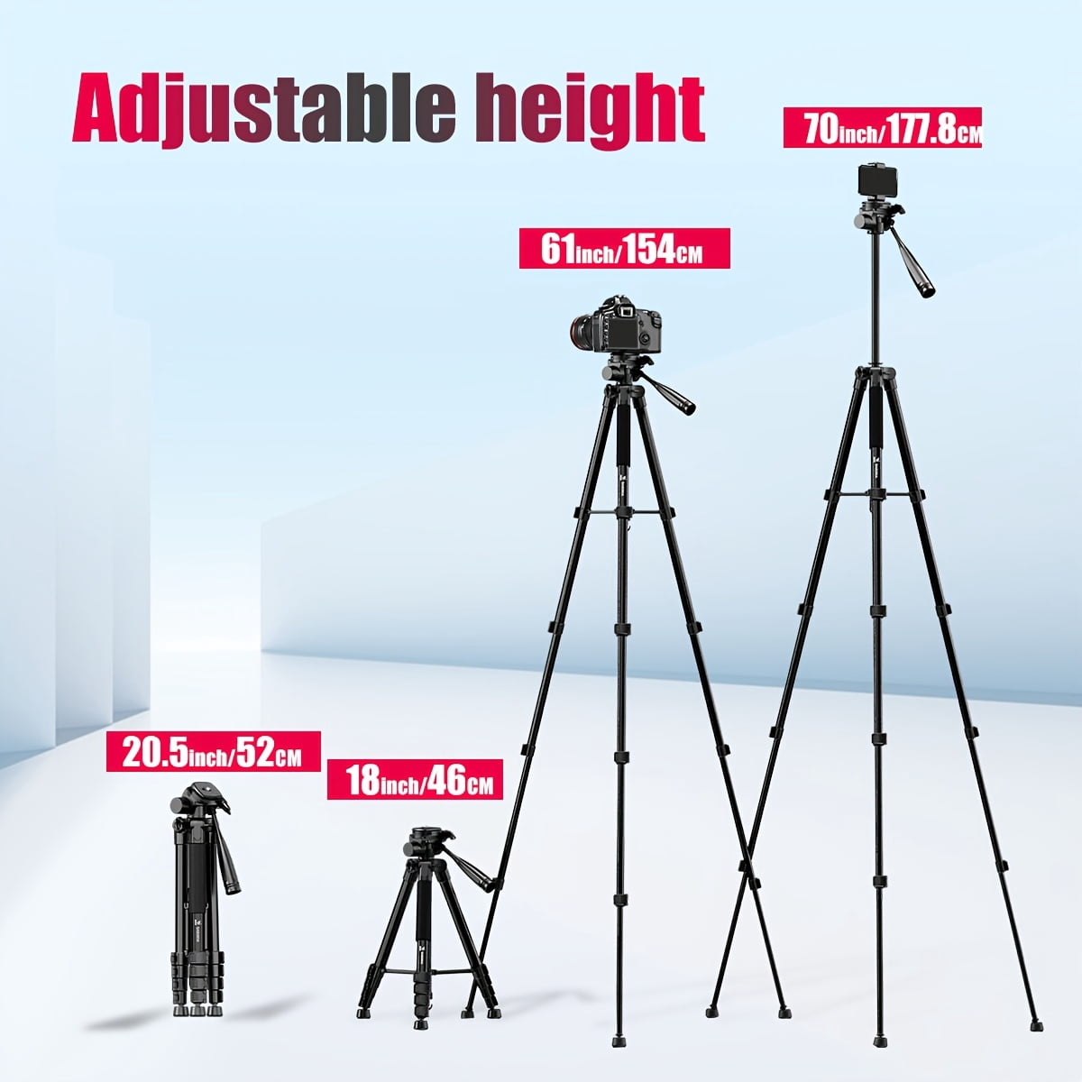 Professional 71-inch Aluminum Tripod with Quick Release Plate & Phone Clip for DSLR Cameras, Cell Phones, Projectors, Webcams - Ideal for Outdoor Shooting, Live Streaming, Video Recording
