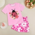 thumbnail image 2 of Gubotare Ensemble de Pyjama pour Filles à Manches Courtes, Haut à Boutons devant et Short, Ensemble de Pyjama 2 Pcs Taille 9-10 (Rouge Melon D\'eau, 9-10 Ans), 2 of 4