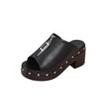 thumbnail image 2 of BRGZLK Women's Versatile Chunky Heel Sandals Plus Size Height Increasing Shoes Spring Summer Trendy Comfort Round Toe Buckle High Heel Sandals Black A 9.5, 2 of 8