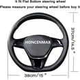 thumbnail image 5 of Funda para volante de coche en forma de D, color negro y rojo. Protector para volante de coche en forma de D. Diámetro 38 cm (15 pulgadas). Piel sintética [Parte inferior plana]., 5 of 5