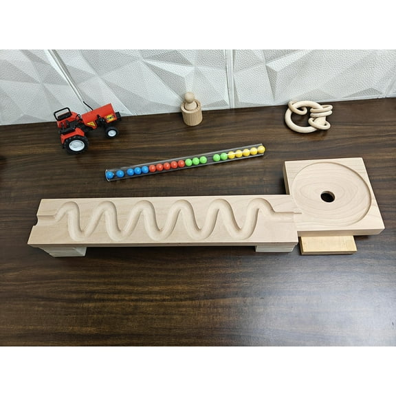 Marble Run Track,Full Set with Funnel Zigzag Marble Track Plate, Marble Race Wooden Plate,Toy, Montessori toy Set for christmas gift playing Wooden Tracks set