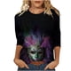 thumbnail image 3 of TaTaai Carnival Women's Casual Print Round Neck 3/4 Sleeve T-Shirt Loose Top Gift, 3 of 5