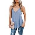 thumbnail image 3 of Women's Flowy V Neck Cami Shirts Summer Casual Tank Tops Loose Sleeveless T Shirts, 3 of 6