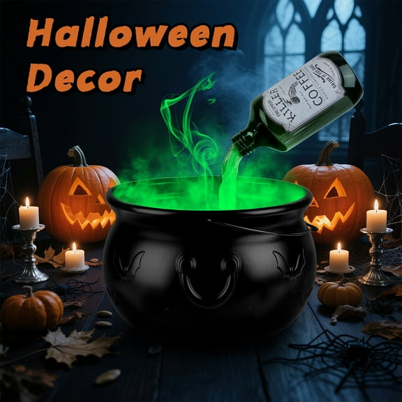 Imountek Halloween Floating Magic Bottle with Cauldron, Witches Cauldron Halloween Decorations with Mist Maker Green Light Spooky Vintage for Party Home Entry Table