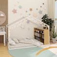 thumbnail image 6 of Full Size Metal Bed House Bed Frame with Shelves and Lights, White, 6 of 13