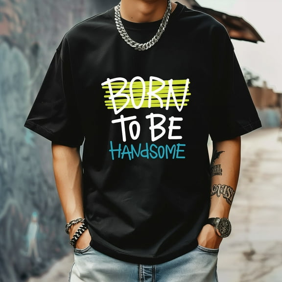 Men's T Shirt Round Neck Patterned Tee Summer New Sports Shirt Vintage Style Gift for Friends XS