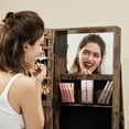 thumbnail image 6 of 360° Swivel Jewelry Cabinet with Full Length Mirror Modern Adult Accessory Armoire, Rustic Brown, 6 of 7
