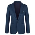 thumbnail image 1 of Lars Amadeus Blazer formal ajustado para hombre, traje de vestir con un botón y un solo pecho, abrigo deportivo Azul oscuro S, 1 of 6