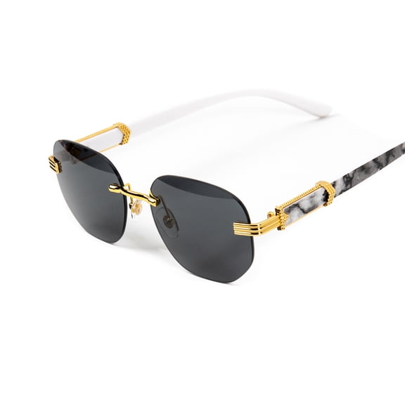 Rimless Gold Frame Black Gradient Tint Men's Hip Hop Marble Arm Sunglasses​