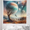 thumbnail image 2 of Ambesonne Space Tapestry Queen Size, Astronaut Swinging in Galaxy, 88"x88", Teal Ginger, 2 of 3