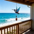 thumbnail image 4 of Stained Glass Hummingbird Wind Chime, Weatherproof Iron Metal Bell Hanging Suncatcher Ornament for Garden Patio Balcony Window Decor, 1 Pack, 4 of 6