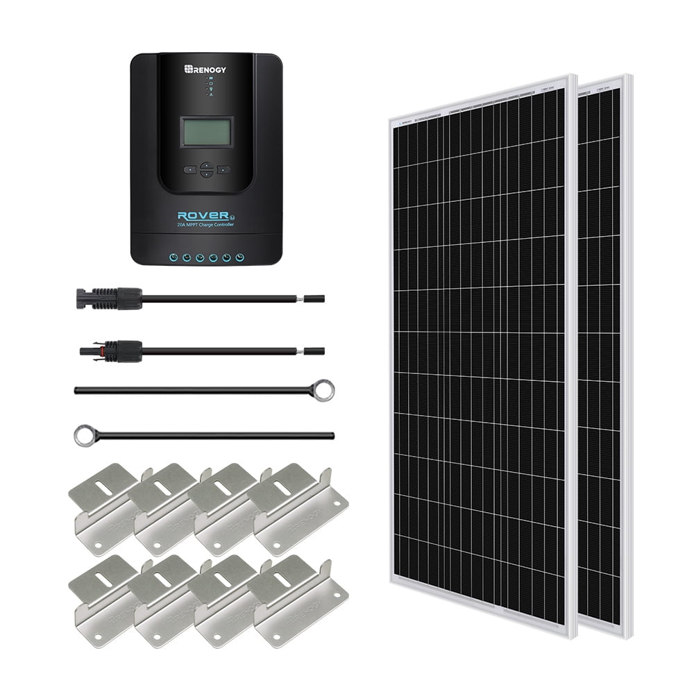 Renogy 100 Watt 12 Volt Monocrystalline Solar Starter Kit with 40A Rover MPPT Charge Controller 
