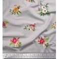thumbnail image 1 of Soimoi Gray Cotton Duck Fabric Dot & Peony Floral Print Fabric by the Yard 42 Inch Wide, 1 of 3