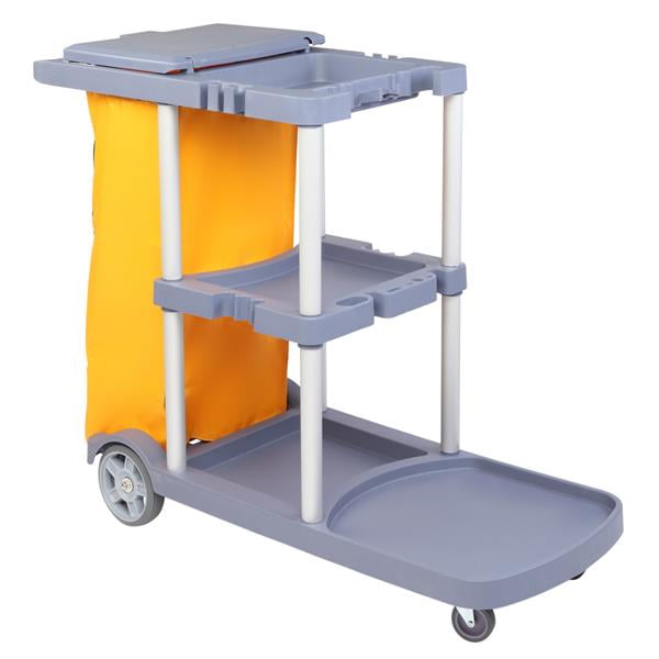 Janitorial cart Housekeeping cart Cleaning Cart on Wheels Housekeeping  Caddy with Shelves Broom mop Holder
