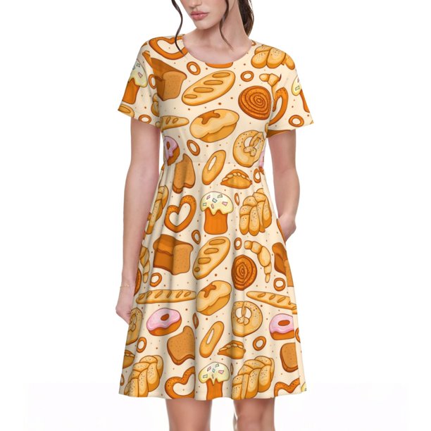 Balery Various Bread Vestidos sueltos de manga corta para mujer, vestidos de verano 2025, vestidos casuales de corte A con vuelo.