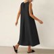 thumbnail image 5 of Vestido Corto para Mujeres Moda de Verano Sólido Cuello en V sin Mangas Bolsillo Plisado Vestido Casual Diario, 5 of 7