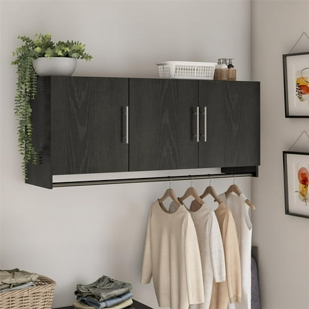 

Systembuild Evolution Westford Garage Storage 3 Door Wall Cabinet with Hanging Rod Black Oak
