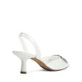 thumbnail image 2 of Women’s Rhinestone Buckle Pointed Toe Kitten Heels Satin Heeled Mules, 2 of 5