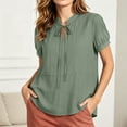 thumbnail image 2 of DeHolifer Women's Summer Tops V-Neck Solid Color Casual Lightweight Short Sleeve Tee T-Shirts Green 2XL, 2 of 8