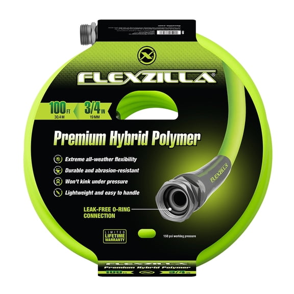 Flexzilla® Premium Grade Contractor Garden Hose, 3/4 in. x 100ft., Hybrid Polymer, ZillaGreen™