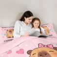 thumbnail image 4 of Manfei Kawaii Capybara Twin Comforter Sets,Lovely Letter Print Bedding Set,Light Pink,Pink Reversible,2-Piece,1 Comforter and 1 Pillowcase, 4 of 7