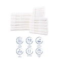 thumbnail image 2 of Hencely 18-Piece Turkish Cotton Towel Set – 6 Bath Towels, 6 Hand Towels & 6 Washcloths – Soft, Absorbent, Quick Dry – White, 2 of 7