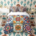 thumbnail image 2 of Erosebridal Vintage Floral Bedding Comforter Set for Women Girls, Mandala Checkered King Bedding Sets, Reversible 7-Piece, 2 of 6