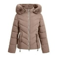 thumbnail image 6 of qolati Quilted Jackets for Women 2024 Winter Coats Warm Puffer Jacket Faux Furs Hooded Parka Overcoat Zipper Padded Coat Outerwear, 6 of 9